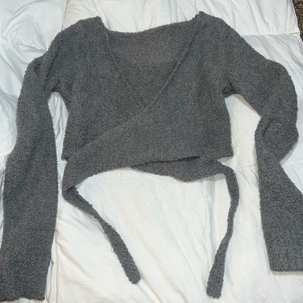 SKIMS Smoke Grey Wrap Sherpa Sweater